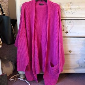 Express Magenta Open Front Cardigan